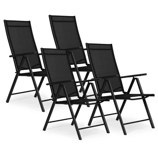 MultiGarden Set od 4 sklopive baštenske stolice sa podesivim naslonom, Black