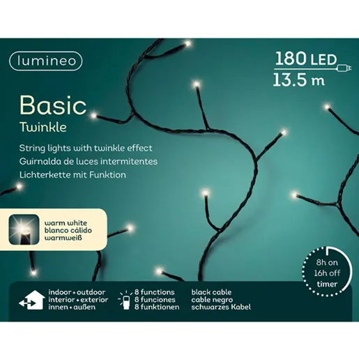 Novogodišnje LED sijalice basic twinkle string 1300cm-180L 0.50kgs 494165