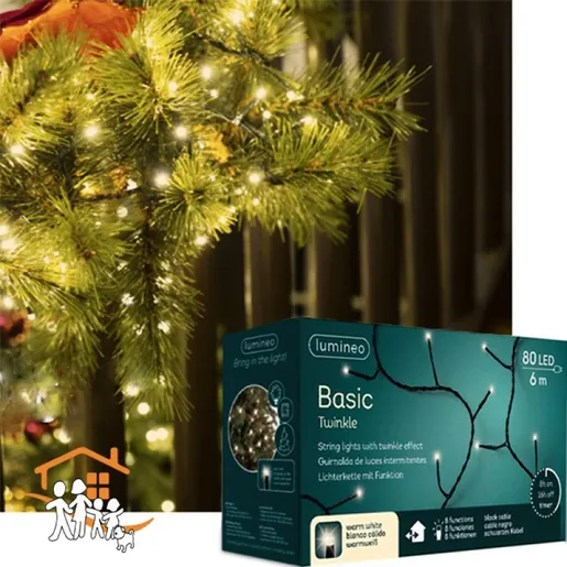 Novogodišnje LED sijalice basic twinkle string 600cm-80L 0.50kgs 494163