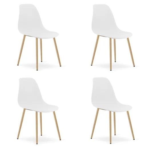 OSKAR Stolice WAT bele, nogare imitacija drveta, set od 4 komada 4053_4-WAT