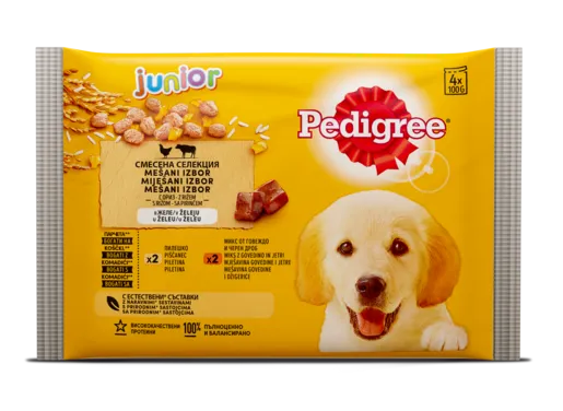 Pedigree kesice Junior, piletina i govedina 4x100g