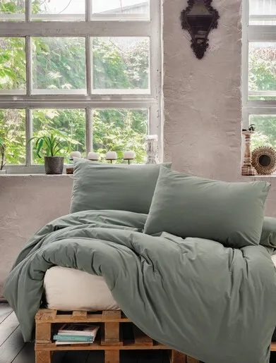 Posteljina cb ranforce double - neat - mint/krem