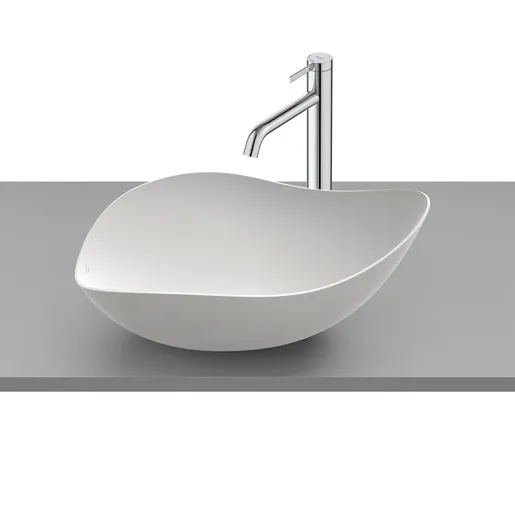 Roca A327A13620 Ruy Ohtake Matt White FineceramicÂ® umivaonik (lavabo) 55x38x18 nadgradni ovalni asimetrični sa poklopcem za odliv