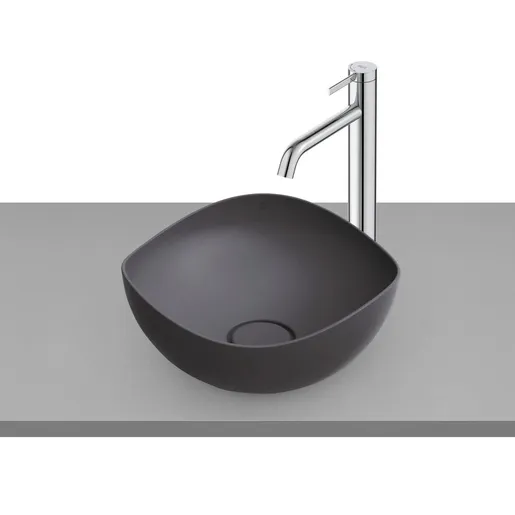 Roca A327A15080 Ruy Ohtake Black FineceramicÂ® umivaonik (lavabo) 38x38x18,1 nadgradni asimetrični ovalni sa poklopcem za odliv