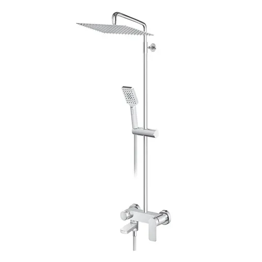 Rosan 237351 S2 200/300 Chrome tuš sistem usponski sa baterijom sa izlivom, ručnim tuš setom i četvrtastim nadglavnim tušem