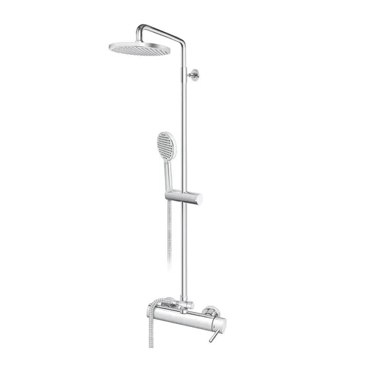 Rosan JZ37251 Zerro 220 Chrome tuš sistem usponski sa baterijom, ručnim tuš setom i okruglim nadglavnim tušem