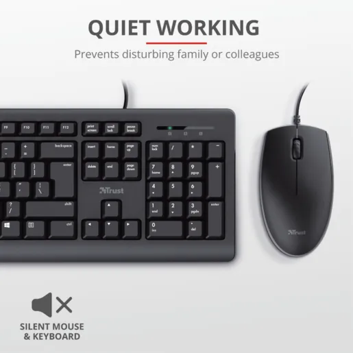 Tastatura+miš TRUST Primo žični set/US/crna