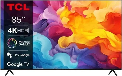 TCL LED TV 85V6B, 4K Ultra HD, Google Smart TV, Wide Colour Gamut, Game Master 3.0 + 120Hz Game Accelerator, HDMI 2.1, HDR10+ **MODEL 2024**