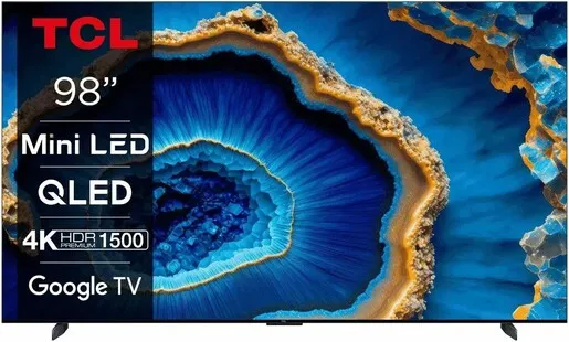 TCL MiniLED QLED TV 98C805, 4K Ultra HD, Android Smart TV, 144Hz Motion Clarity Pro, Google TV, Game Master Pro 2.0, Multi HDR