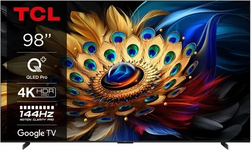 TCL QLED TV 98C655, 4K Ultra HD, Google Smart TV, 144Hz Motion Clarity PRO, AiPQ PRO PROCESSOR, T-SCREEN PRO, 2.1 ONKYO Dolby Atmos, HDR10+ **MODEL 2024**