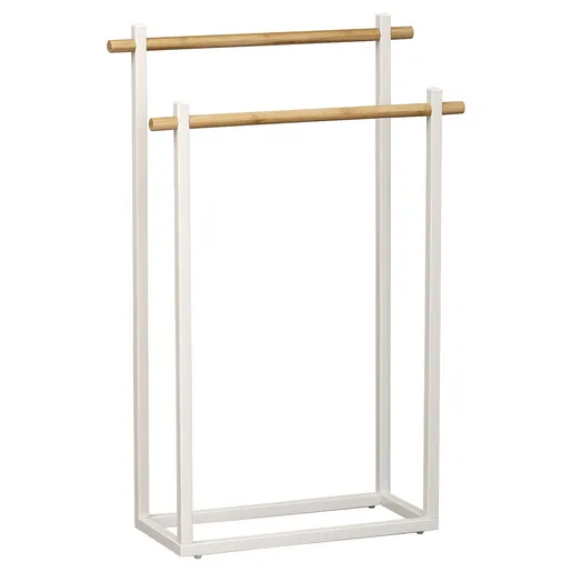 Tendance drzac peskira sa dve precke 53x20x82cm metal bambus/bela