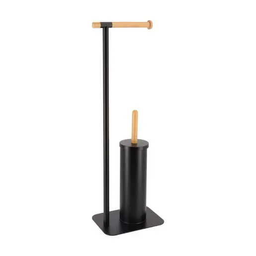 Tendance drzac toalet papira i wc cetka 22x16x69,5cm metal/bambus crna