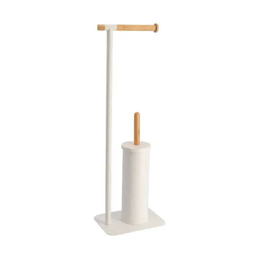 Tendance drzac toalet papira i wc cetka 22x16x69,5cm metal/bambus bela
