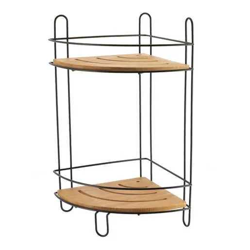 Tendance dvostruka ugaona polica 36,5x19,5x19,5 cm mdf/bambus crna