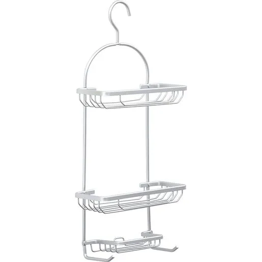 Tendance dvostruka viseca polica velika sa kukicom 28x12,5x65 cm aluminijum hrom