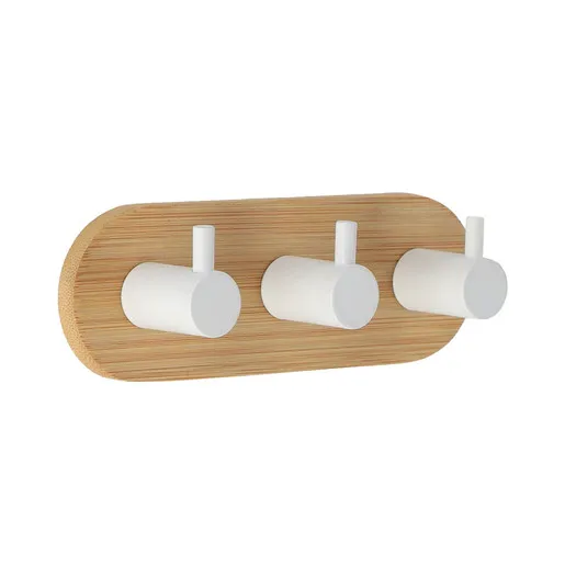 Tendance čiviluk sa 3 kukice 3m  3,5x13,5x3,5 bambus/metal bela