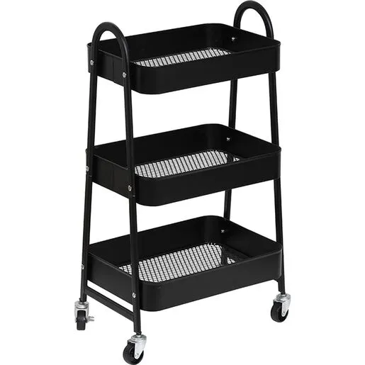 Tendance metalna polica 43,5x31x79cm sa 3 nivoa sa tockicima crna