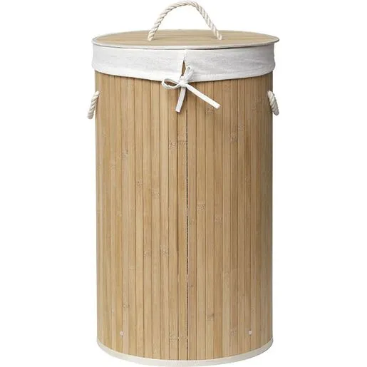 Tendance okrugla korpa za ves sa platnenom vrecom  ø35 visina 60cm bambus bela