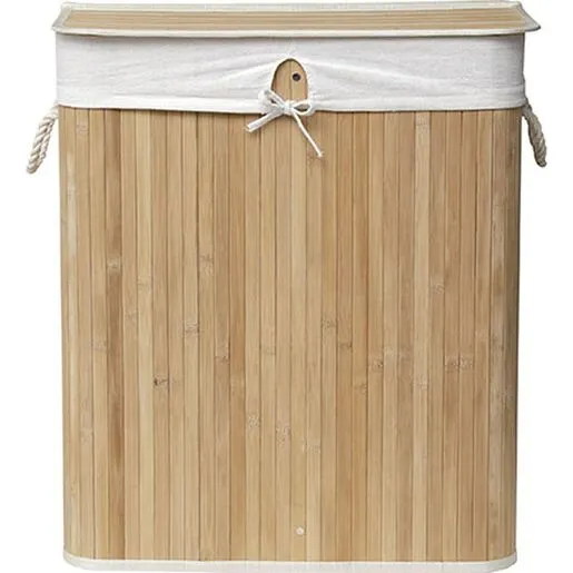 Tendance pravougaona korpa za ves 2 pregrade 63x52x32cm bambus bela