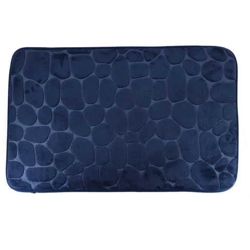 Tendance tepih za kupatilo pebble 50x80 cm memorijska pena mikrofiber tamno plava