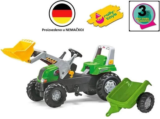 Traktor Rolly Junior sa kašikom i prikolicom zeleni