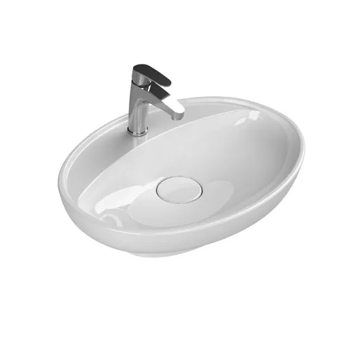 Turkuaz CeraStyle Lal C White umivaonik (lavabo) 60x46 nadgradni sa rupom za bateriju, keramičkim poklopcem odvoda ovalni 72200U