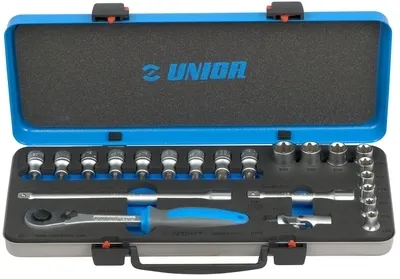 UNIOR Ključevi nasadni, prihvat 1/2'', u metalnoj kutiji 611945