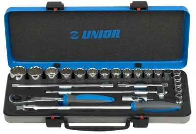 UNIOR Ključevi nasadni, prihvat 1/2'', u metalnoj kutiji 611941