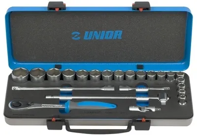 UNIOR Ključevi nasadni, prihvat 1/2'', u metalnoj kutiji 612779