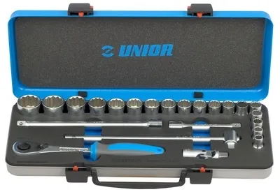 UNIOR Ključevi nasadni, prihvat 1/2'', u metalnoj kutiji 615327