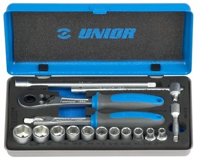 UNIOR Ključevi nasadni, prihvat 1/4'', u metalnoj kutiji 619413