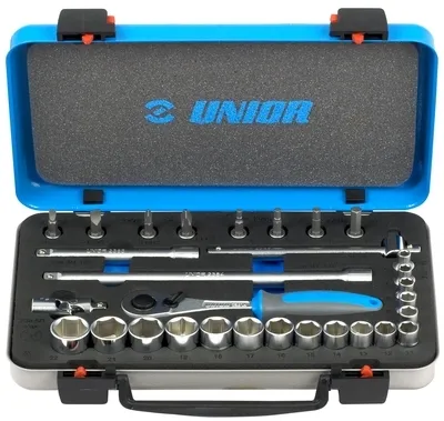 UNIOR Ključevi nasadni, prihvat 3/8'', u metalnoj kutiji 613072