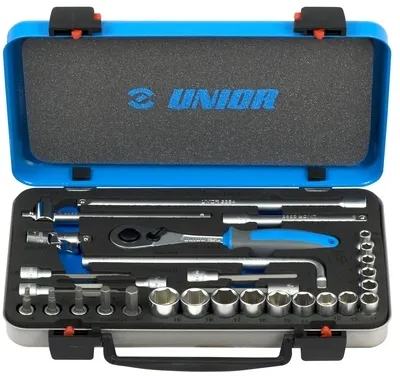 UNIOR Ključevi nasadni, prihvat 3/8'', u metalnoj kutiji 613073