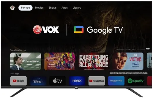 VOX UHD TV 55GTU090, Frameless GOOGLE  TV, 4K Ultra HD, DVB-T2/C/S2, Chromecast, Dolby Audio