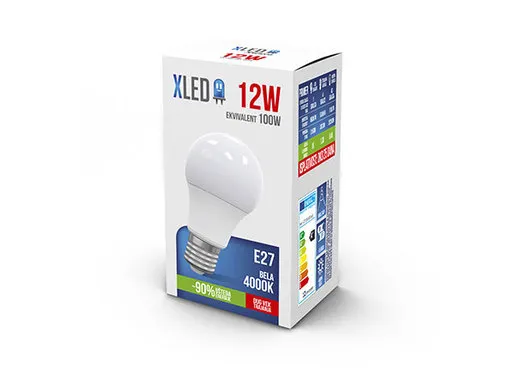 XLED E27 -12W, 220V,  Bela, 4000K, Led Sijalica