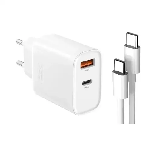 XO L116, 30W USB-A + Tip C + Kabl Tip C 1m, White Kućni Punjač