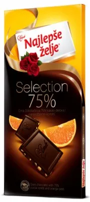 ČOKOLADA CRNA SA NARANDŽOM NAJLEPŠE ŽELJE 75G
