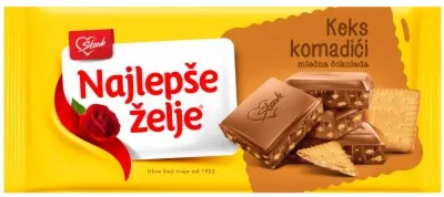 ČOKOLADA MLEČNA KEKS NAJLEPŠE ŽELJE 170G