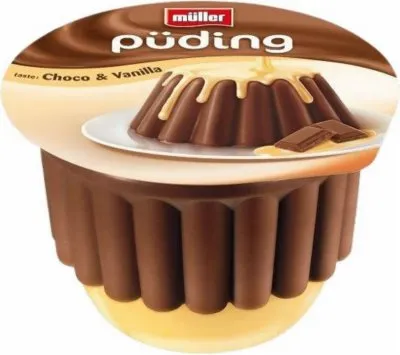 SVEŽI PUDING MULLER ČOKOLADA PRELIV VANILA 450G