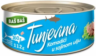 TUNA KOMADIĆI U SOJINOM ULJU BAŠ BAŠ 160G