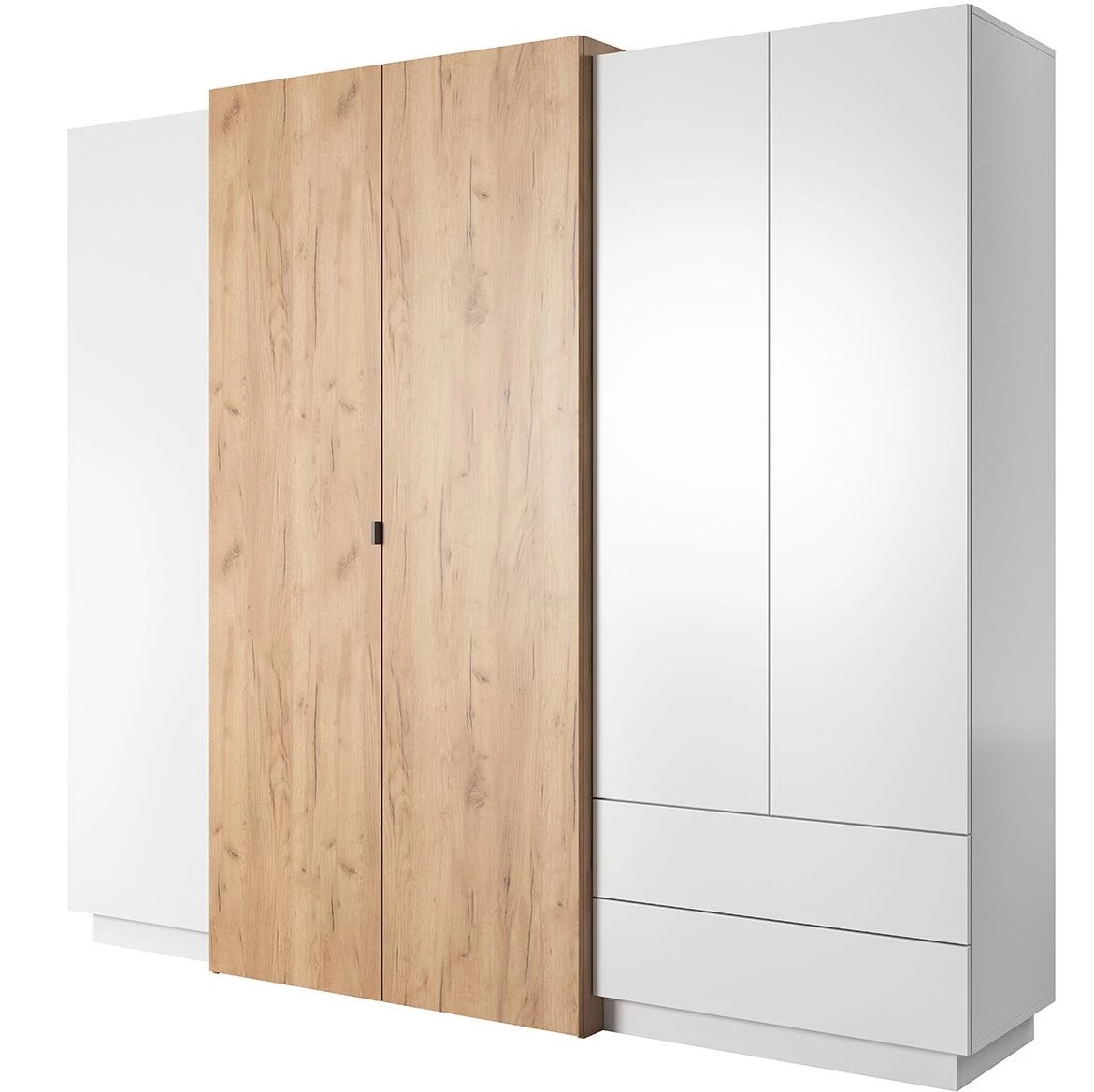 3D ormar 5 vrata+2 fioke 199x47x230 beli/hrast