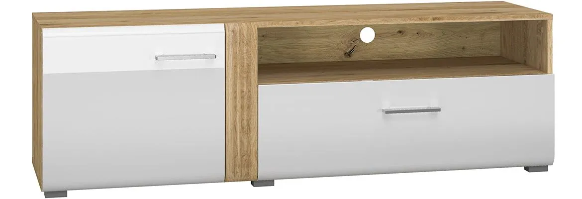 Adagio 07 TV komoda 1 vrata+1 fioka+otvor 150x42x47 cm hrast/beli