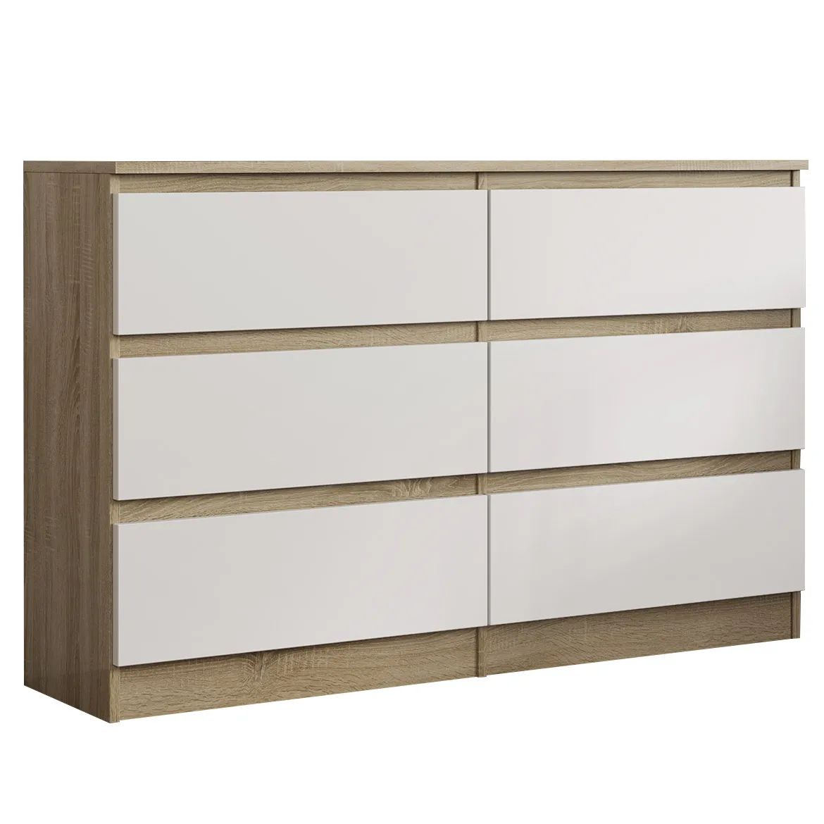 Alanna II komoda 3+3 fioke natur (sonoma hrast)/bela