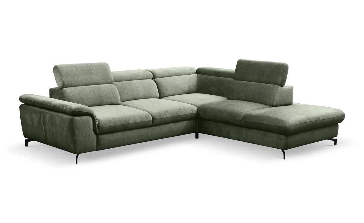 Alegra ugaona garnitura sa ležajem zelena desna 277x237x75/93cm