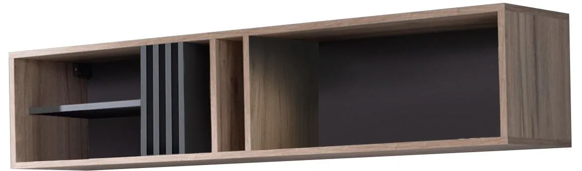 Allmo AL11 zidna polica 5 otvora 140x30x30 cm hrast/tamno siva