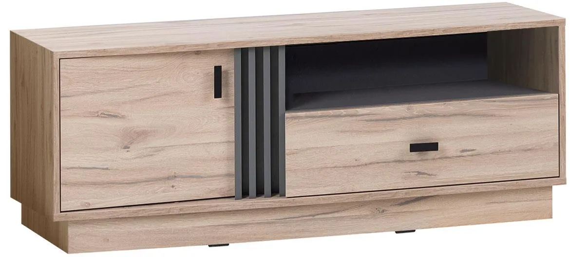 Allmo AL5 TV komoda 1 vrata+1 fioka+1 otvor 125x40x45 cm hrast/tamno sivi