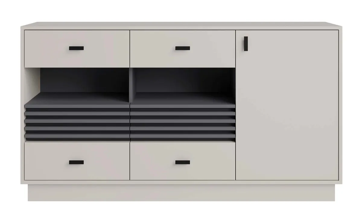 Allmo komoda 1 vrata + 4 fioke 155x40x85 cm kašmir/antracit