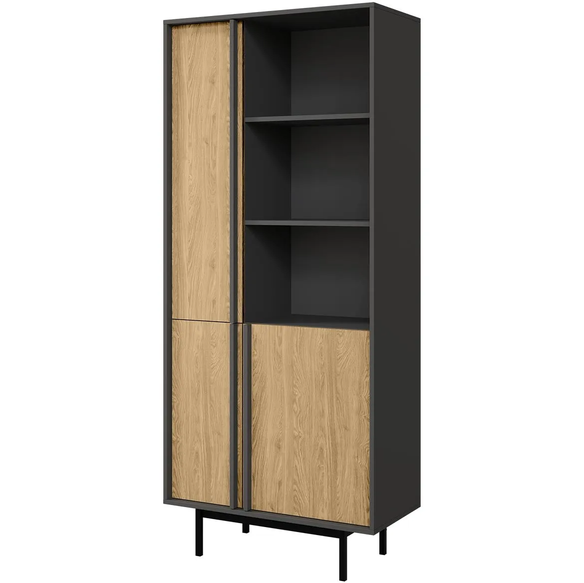 Alsy 2 polica 83x43x195 siva/hrast