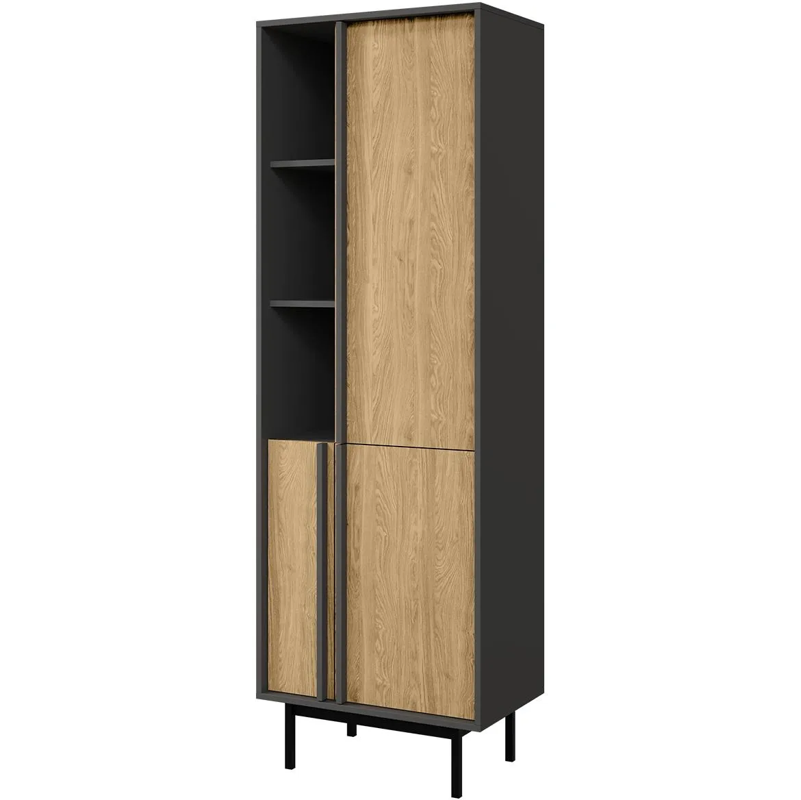 Alsy 3 polica 63x43x195 siva/hrast