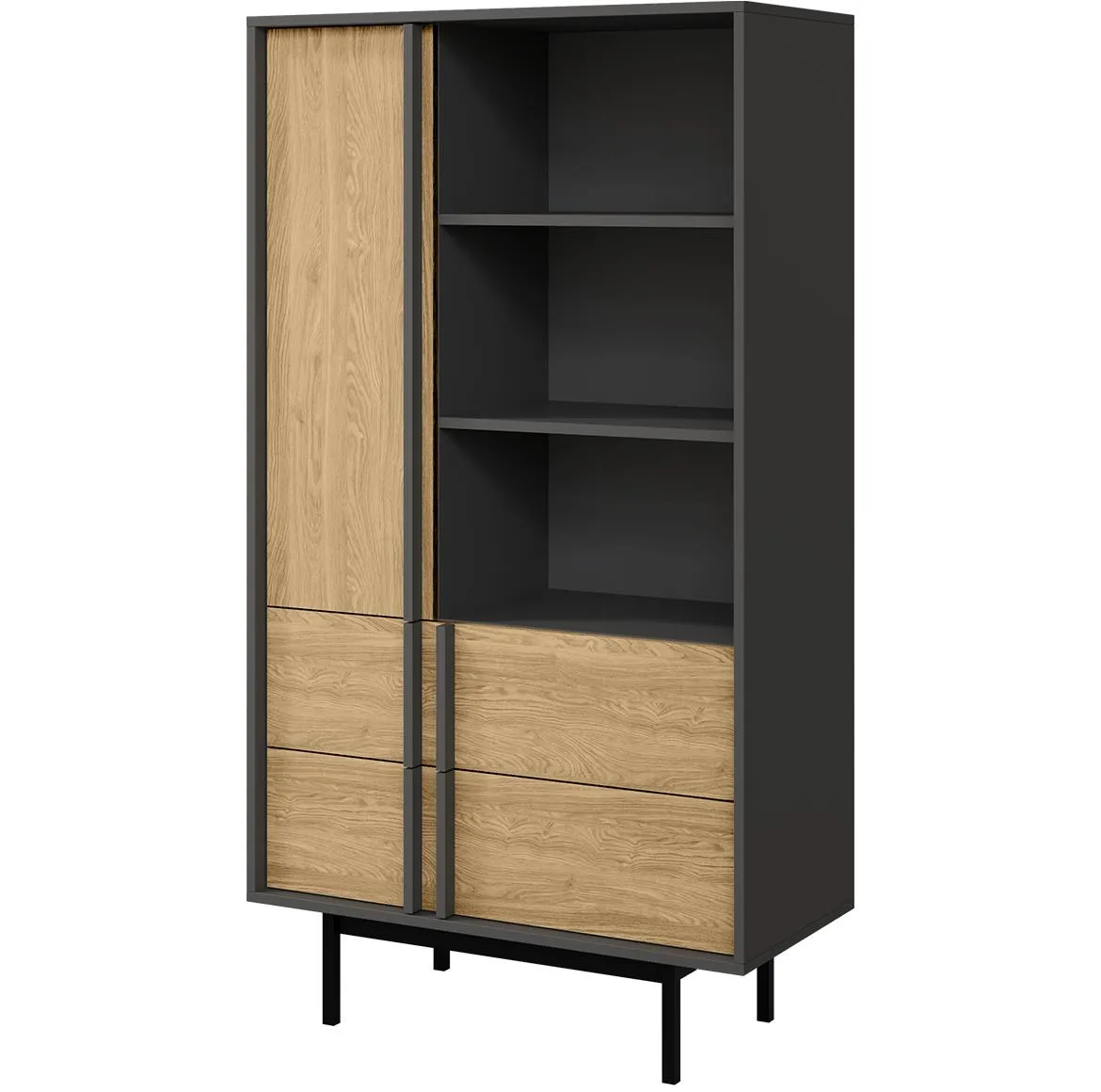 Alsy 4 polica 83x43x155 siva/hrast